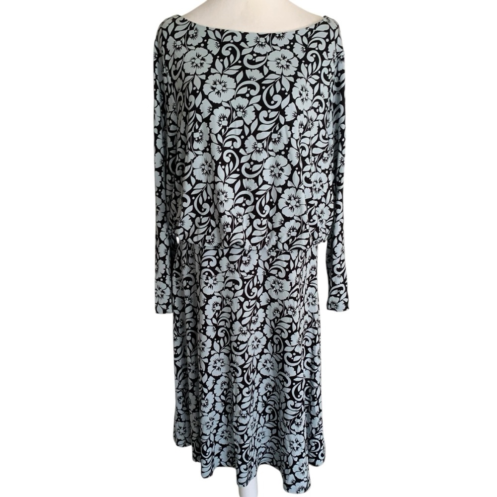 Boden Plus Size 16/18 Blue Floral Print Long Sleeve Feminine Comfy Casual Dress